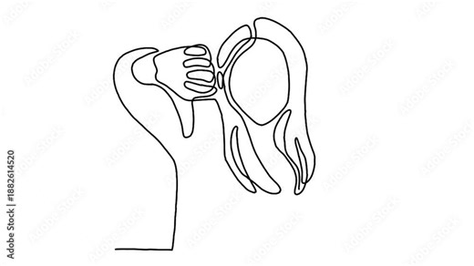 continuous line animation of woman showing thumbs down sign gesture
