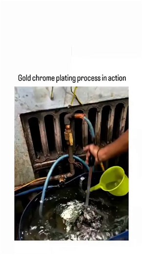 TrendTok Hub 🚀 on Instagram: "The video depicts electroplating of metal parts, likely motorcycle components, in a chromic acid bath that appears orange-yellow, producing a shiny chrome finish rather than actual gold, as confirmed by standard chrome plating processes using hexavalent chromium solutions. Despite the visually satisfying transformation, the process exposes workers to hexavalent chromium, a potent carcinogen linked to lung cancer in studies like the 2010 EPA IRIS assessment, with no