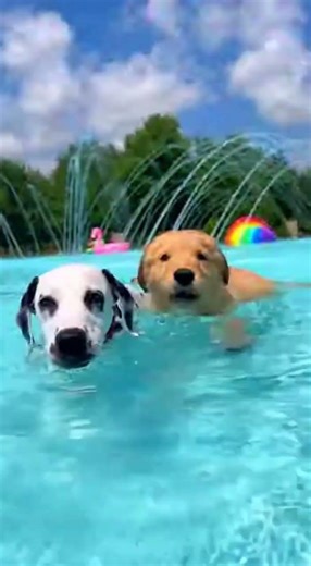 Omg look at these crazy dogs playing in swimming pool of usa