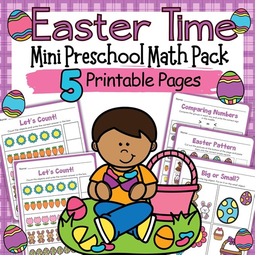 Preschool Math Printables Easter Counting Number Tracing Addition Worksheet - Etsy