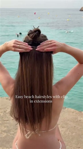 Effortless beach hair starts with invisible clip-in extensions—endless summer vibes. ✨🌊#summerhair