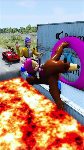 🚧🔥 New Mod Cars vs NEW Giant Bollard! | BeamNG.drive #shorts