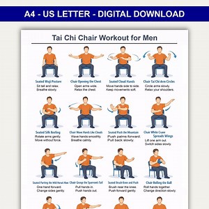 Tai Chi Chair Workouts for Men, Tai Chi Exercise Chart, Tai Chi Chair Exercise Chart Pdf, Printable Chair Exercise Printouts, Home Workout - Etsy