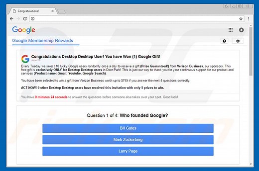 You Have Won A Google Gift Scam