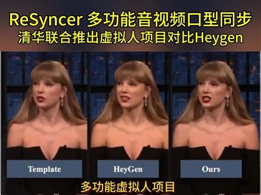 ReSyncer 清华联合推出最新虚拟人项目对比Heygen，多功能音视频口型同步！