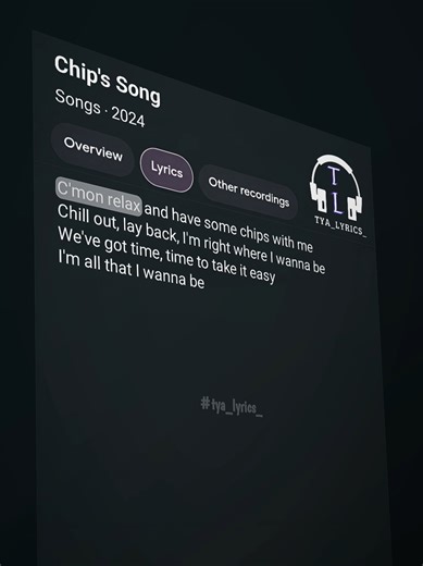 Chips's Song || Lyrics 🎧🎶 . . . #lyrics #music #tya_lyrics_ #foryou #fyp