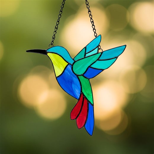 Hummingbird Stained Glass Pattern | Bird Suncatcher Template PDF SVG PNG Instant Download - Etsy