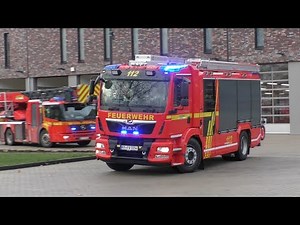 [Erster Einsatz | Neues Prototyp-HLF] Löschzug + RTW & NEF BF Krefeld FRW 1 auf Einsatzfahrt