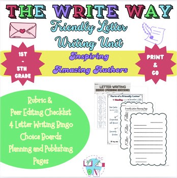 Friendly Letter Writing Unit | Anchor Charts, Templates, Rubric & Checklists