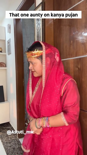 3.1M views · 15K reactions | That one aunty on kanya pujan…#navratri #kanjak #kanyapujan #navratrispecial #kanya #durgapuja #aunty #conedy #funnyreels #reels #reelsinstagram #reelitfeelit #reelkarofeelkaro #shareifyourelate | Astuti anand | Facebook