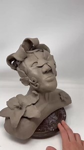 21 reactions | Clay Bust This senior Sculpture II student WENT ALL...