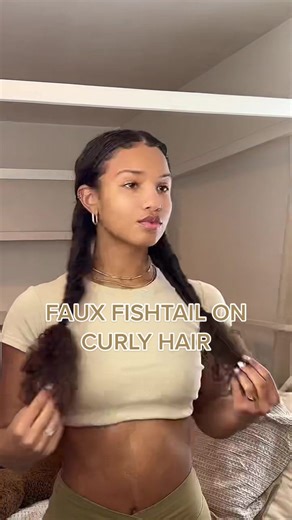 Faux fishtail braid #curlyhairstyles
