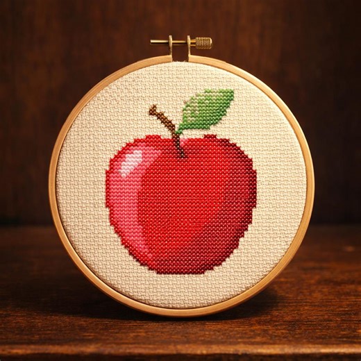 Apple Cross Stitch Pattern PDF Download, Embroidery Fruit Design - Etsy