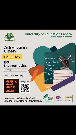 University of Education, Bank Road Campus, Lahore Admission Open BS Mathematics | University of Education, Bank Road Campus, Lahore