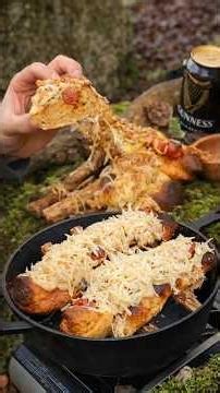 Cheesy Hot Dog Cooked in the Forest! 🌲🔥