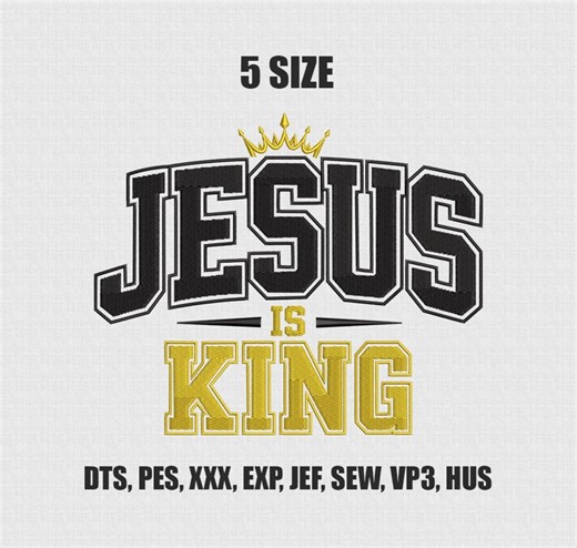 Jesus is King Embroidery, Vintage Bible Verse Christian Shirt Design, Faith, Religious Stitch, Jesus Stitch, Gift for Christian, 5 Sizes - Etsy