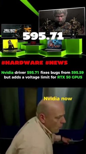 nvidia driver 595.71 adds fixes but limits rtx 50 gpu voltage #nvidia #rtx50 #gpu #drivers #pcgaming