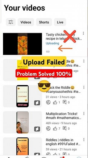 Youtube Video Upload Failed👈| Problem Solved✅ #shorts #shortsfeed #problemsolved