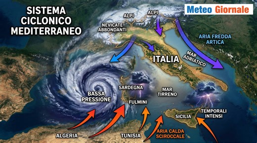 Imminente peggioramento. Ciclone mediterraneo. Un metro di neve su Alpi. Video