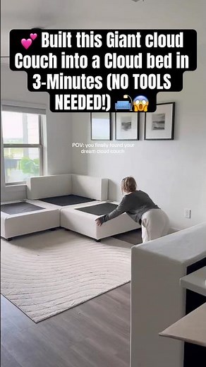 POV: cloud couch Turns into a Cloud Bed (NO TOOLS NEEDED!) 🛋️🎀😍✨ #sofabed #home #sofa