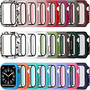 Sieral 24 Pack Watch Case with Tempered Glass Screen Protector Compatible with Iwatch 38mm Series 3/2/1, Hard PC Full Scratch Resistant Bumper Protective Face Cover Accessories