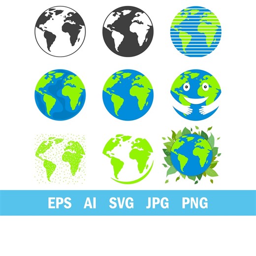 Vector Set of Earth Globe Icons in Various Styles for Ecology Environment and Global Business. Eps/ai/svg/jpg/png - Etsy