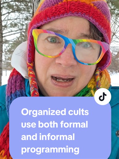 TW: cult torture Organized cults use both formal and informal programming. I came up with the terms to differentiate between the various forms of mind control that cults used against me. Formal programming was individualized and that happened usually in a room with very little distractions and me or up to about two other victims restrained with physical, sexual, and psychological torture and the creation of personalities inside or cult create a jobs and very specific steps. Informal programming 
