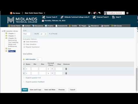 D2L Brightspace v10.4 Creating Arithmetic Questions in the Question Library