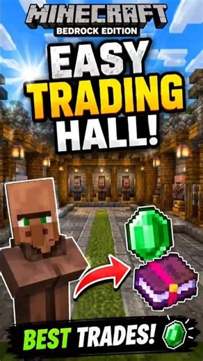 💎 Easy Villager Trading Hall in Minecraft Bedrock! #shorts #minecraft