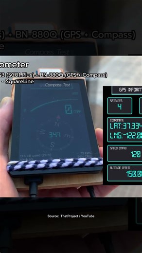 #esp32 GPS Speedometer made by @ThatProject