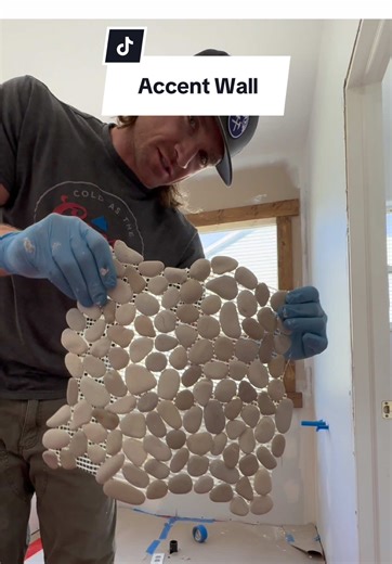 Pebble Tile Install for Bathroom Accent Walls