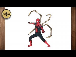 How to draw iron spider man full body easy with pencil