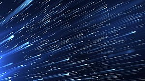 Abstract blue digital chaastic lines background. Visualization of big data particle flow or network connection. 4K animation, seamless loop, computer technology concept.