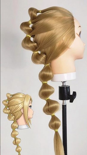 Easy Anime-Inspired Bubble Braid Tutorial🎀#hairtutorial #animehair #bubblebraid #hairstyle #braid