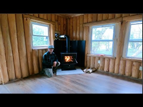 Building A Log Cabin To Raise My Family In | Wood Stove Install | First Fire