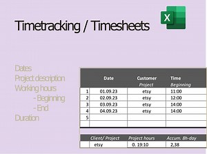Timesheet | Time Tracking for Project Accounting in ENG | Excel Template - Etsy.de
