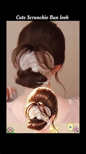 Cute Scrunchie Bun look 💫 Tutorial 💮 Fairy Hair Lab 🍄