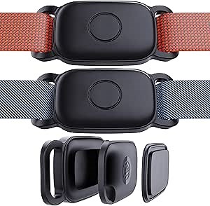 DDJ Dog Collar Holder for Tile Life360 Pro 2024 Bluetooth Tracker, 2-Pack Waterproof Silicone Cover Full-Body Protective Case for Tile Tracker Pet Collar, Ultra Durable, Scratch Resistant, Black