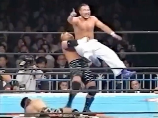 The Double Cross Ranch on Instagram: "27 years ago, Satoshi Kojima & Hiroyoshi Tenzan of nWo Japan beat Genichiro Tneryu & Shiro Koshinaka for their first of six IWGP Tag Titles. (Wrestling World In Tokyo Dome January 4, 1999) #SatoshiKojima #HiroyoshiTenzan #nWoJapan #GenichiroTenryu #ShiroKoshinaka"