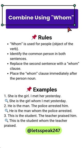 Combine Two Sentences Using Whom | Relative Pronoun Rules & Examples #class12english