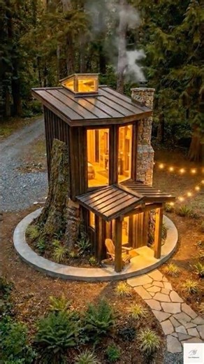 Giant Tree Stump Becomes a Dream Cabin #stumpcabin