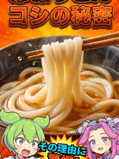 冷凍うどん、なぜコシがある？🍜 冷凍うどんのコシ、ゆでたてを急速冷凍するから守れる？🍜 YouTubeでも「食のカラクリ研究所」を更新中！ www.youtube.com/@食のカラクリ研究所 #ずんだもん #冷凍うどん #食の雑学