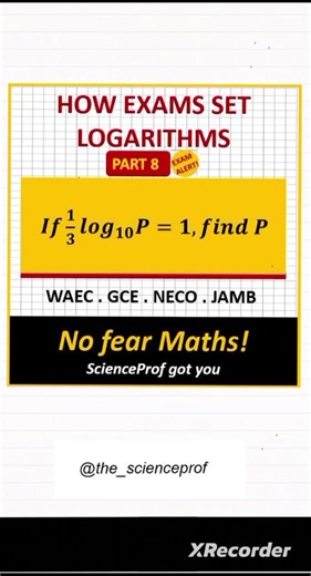 How to solve Logarithm Questions Part 8: Still struggling with Logarithms? 🧐 Most students find this topic confusing because they miss the basic connection between logs and indices. In this video, I’m breaking down the
