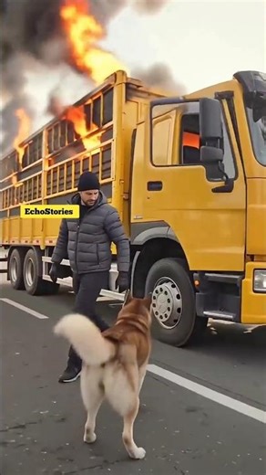Dog Saves Driver from Exploding Truck! 🐶💥 #shortstory #aistory
