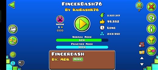 FingerDash76: Insane Geometry Dash Level Gameplay