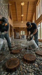 Ultra Luxury Epoxy Flooring with Natural Stone & Wood Epoxy Floor