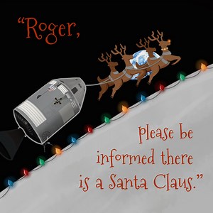 Christmas morning in 1968, Apollo 8 headed back to Earth with an engine burn, leaving lunar orbit. Jim Lovell radioed down their success: “Roger, please be informed there is a Santa Claus.” The first crew to the Moon then safely splashed down on Dec. 27. https://go.nasa.gov/2KL5JLa | NASA's Johnson Space Center