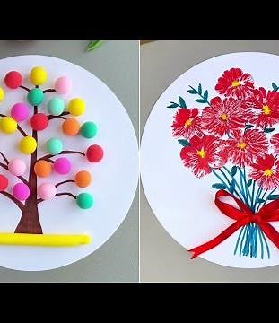 Easy Art Ideas for Beginners | Tree, Flowers, and Bird Craft Tutorial