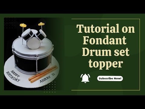 Drum set Fondant topper | How to make edible drum set topper | Drum set topper for cakes | Ep:125