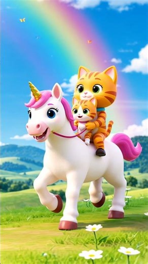Ginger Cat & Baby Kitten Ride a Unicorn! 🐱🦄✨ | Magical Adventure #cat #catlife